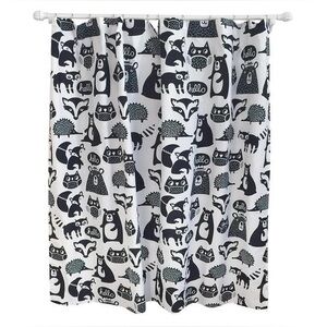 Black and White Pillowfort Woodland Critters Shower Curtain